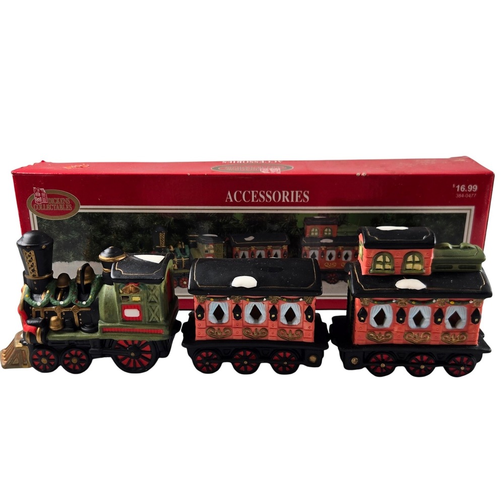 Vintage Dickens Collectables Porcelain Christmas Train Set 3 Christmas Village